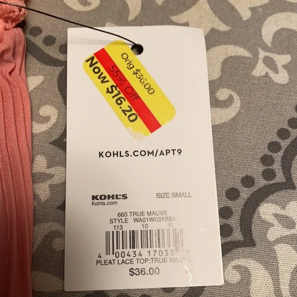 NWT!!!   APT 9 PLEAT LACE TOP.  Sz S - Picture 10 of 10